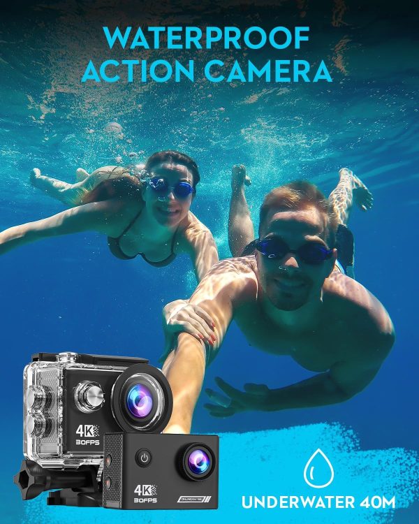 Action Camera 4K30fps with 64G SD Card,HD Waterproof Camera 131ft Underwater Cameras 20MP Pre-recording WiFi Camera 170° Remote Control Sports Cameras with 2 Batteries Helmet Mount Accessories Kits - Image 4