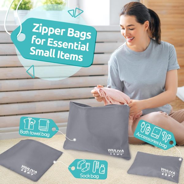 ALL INCLUDED - 12 Set Packing Cubes for Suitcases Carry On, Travel Essentials/Accessories Luggage Organizer Bags Set, Includes Cubes, Shoes Bag, Matte Cosmetic Bag, Laundry Bag (Gray) - Image 3
