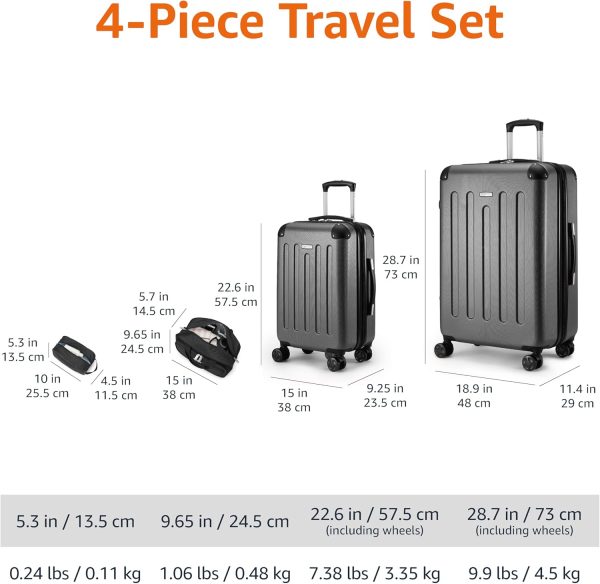 Hardside Carry-On Spinner, 3-piece set, Black - Image 4