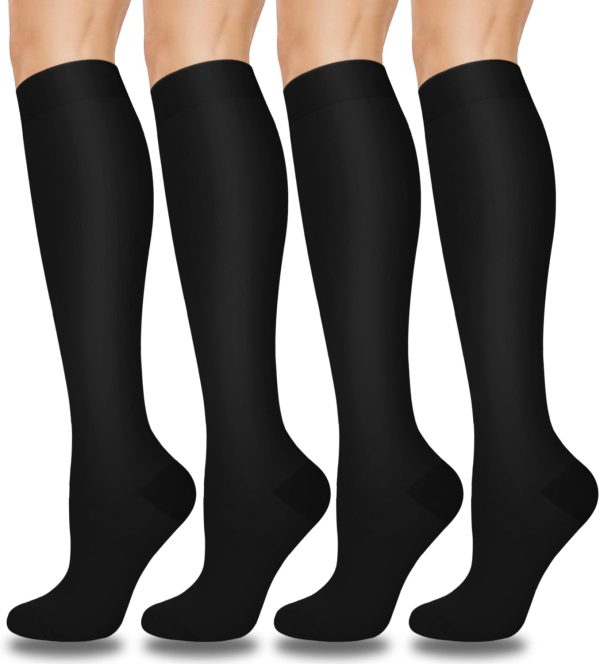 Compression Socks for Women & Men 4 Pairs, Best Support for Nurses Running Travel