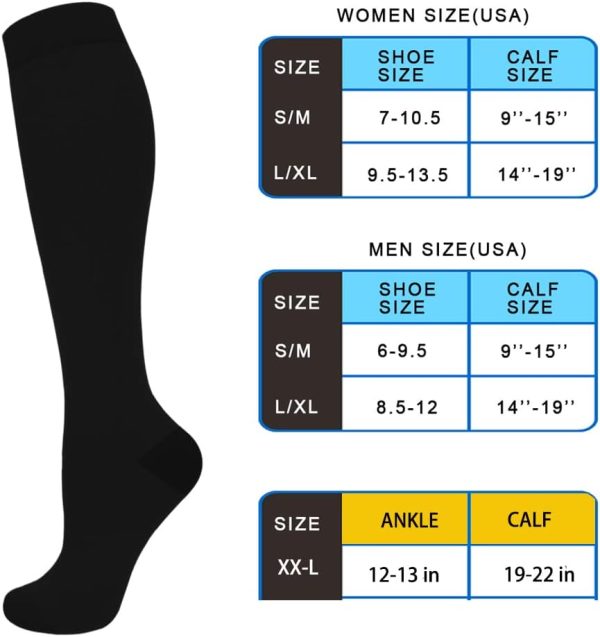 Compression Socks for Women & Men 4 Pairs, Best Support for Nurses Running Travel - Image 6