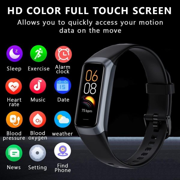 Fitness Tracker with 24/7 Heart Rate Sleep Blood Oxygen Monitor,IP68 Waterproof Smart Watch,1.10''AMOLED Touch Color Screen,Step Counter Health Activity Trackers for Women Men - Image 2