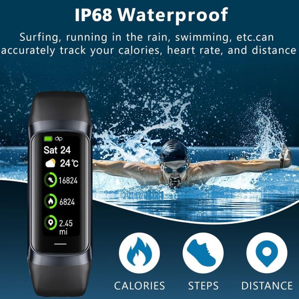 Fitness Tracker with 24/7 Heart Rate Sleep Blood Oxygen Monitor,IP68 Waterproof Smart Watch,1.10''AMOLED Touch Color Screen,Step Counter Health Activity Trackers for Women Men - Image 4