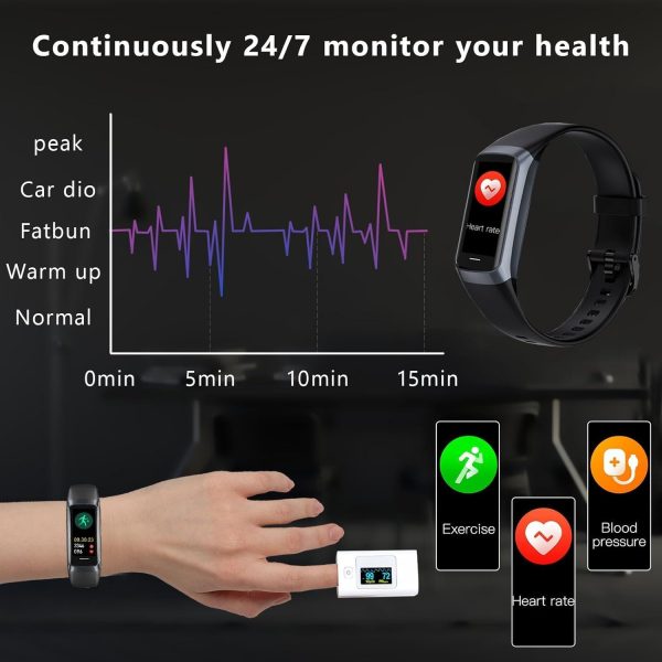 Fitness Tracker with 24/7 Heart Rate Sleep Blood Oxygen Monitor,IP68 Waterproof Smart Watch,1.10''AMOLED Touch Color Screen,Step Counter Health Activity Trackers for Women Men - Image 7