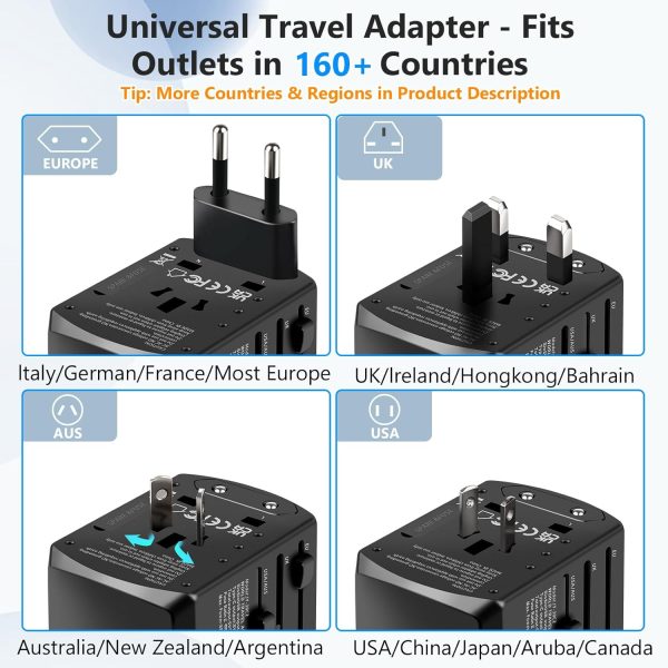 Mapambo Universal Travel Adapter, European Travel Plug Adapter Worldwide International Plug Adapter with 2 USB A 2 USB C Ports, Electrical Universal Power Adapter for Europe UK EU US AUS Type A C G I - Image 5