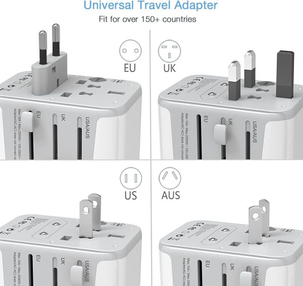 TESSAN Universal Travel Adapter, International Power Adapter with 4 USB Ports (1 USB C), Worldwide Plug Adaptor Wall Charger for USA to Europe UK France Germany Spain Ireland Australia(Type C/G/A/I) - Image 2