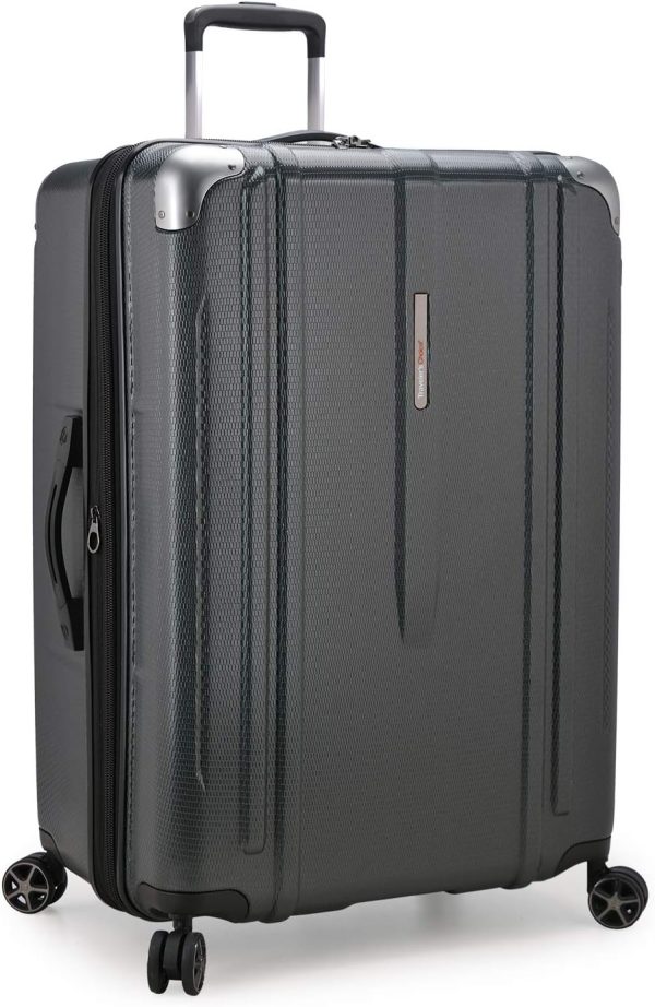 New London II Hardside Expandable Spinner Luggage, Gray, Checked-Large 29-Inch