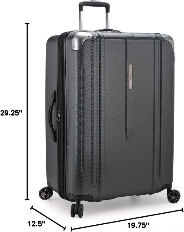 New London II Hardside Expandable Spinner Luggage, Gray, Checked-Large 29-Inch - Image 7