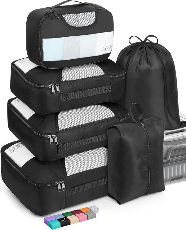 Veken 6 Set Packing Cubes for Suitcases and Carry on Luggage - Organizer Bags Set for Travel Essentials in 4 Sizes (Extra Large, Medium, Small)