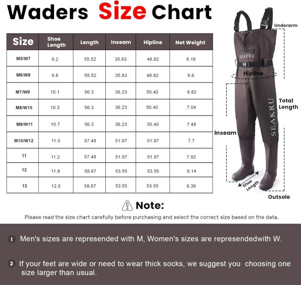 Waders for Men, Fishing Chest Waders Waterproof with Boots, 2-ply Nylon/PVC Waders for Women with Boot Hanger - Image 2